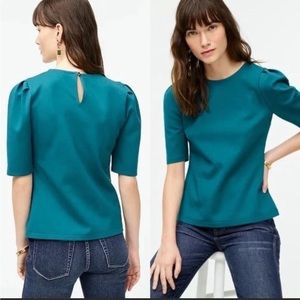 NWT J. Crew Ponte Puff-Sleeve Top- Size XL